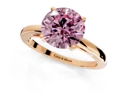Solitaire Engagement Ring Setting for Fancy Pink Round Cut Center with Basket Rail and Prong Head in Rose Gold