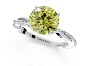 Solitaire Engagement Ring Setting for Fancy Yellow Round Cut Center with Twist Band and Bead Prong Head in Platinum
