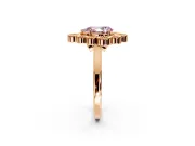 Cluster Halo Engagement Ring Setting for Fancy Pink Pear-Shaped Center with Milgrain Bezel Accents and Prong Head in Rose Gold