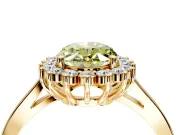 Starburst Halo Engagement Ring Setting for Fancy Yellow Oval Center with Flat Cathedral Band and Prong Head in Yellow Gold