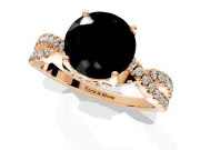 Solitaire Engagement Ring Setting for Fancy Black Round Cut Center with Narrow Twist Pave Band and Prong Head in Rose Gold