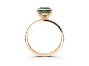 Solitaire Engagement Ring Setting for Fancy Green Princess Cut Center with Fine Pave Accents and Prong Head in Rose Gold