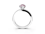Milgrain Pave Engagement Ring Setting for Fancy Pink Marquise Center with Accent Band and Prong Head in Platinum