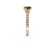 Solitaire Engagement Ring Setting for Fancy Green Round Cut Center with Large Accents and Prong Head in Yellow Gold