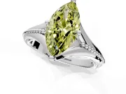 Solitaire Engagement Ring Setting for Fancy Yellow Marquise Center with Milgrain Cathedral Band and Prong Head in Sterling Silver