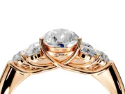 Cluster Engagement Ring Setting for Pear-Shaped Center with Round Cut Accent Frame and Prong Head in Rose Gold