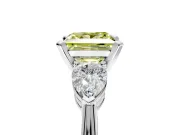 3 Stone Engagement Ring Setting for Fancy Yellow Princess Cut Center with Large Pear-Shaped Accents and Prong Head in White Gold