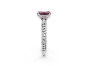 Rope Engagement Ring Setting for Fancy Pink Emerald Cut Center with Accent Shoulders and Prong Head in Platinum