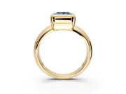 Solitaire Engagement Ring Setting for Fancy Blue Princess Cut Center with Wide Band and Bezel Head in Yellow Gold