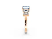 Floral Engagement Ring Setting for Fancy Blue Asscher Cut Center with Marquise Cluster Shoulders and Prong Head in Rose Gold