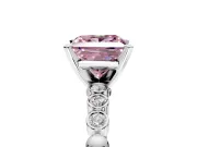 Solitaire Engagement Ring Setting for Fancy Pink Princess Cut Center with Bezel-Dot Beaded Band and Prong Head in Sterling Silver