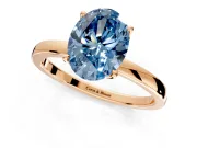 Solitaire Engagement Ring Setting for Fancy Blue Oval Center with Thin Rounded Plain Band and Prong Head in Rose Gold