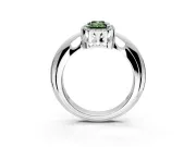 Halo Engagement Ring Setting for Fancy Green Emerald Cut Center with Tapered Plain Band and Prong Head in Sterling Silver
