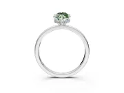 Hidden Halo Engagement Ring Setting for Fancy Green Marquise Center with Plain Band and Tall Prong Head in Platinum