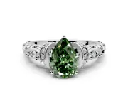 Solitaire Engagement Ring Setting for Fancy Green Pear-Shaped Center with Filigree Band and Prong Head in Platinum