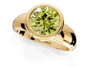 Solitaire Engagement Ring Setting for Fancy Yellow Round Cut Center with Wide Band and Bezel Head in Yellow Gold