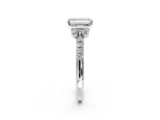 Paired Accent Engagement Ring Setting for Emerald Cut Center with Pave Band and Prong Head in Platinum