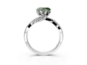 Solitaire Engagement Ring Setting for Fancy Green Heart-Shaped Center with Narrow Twist Pave Band and Prong Head in Platinum