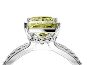 Solitaire Engagement Ring Setting for Fancy Yellow Princess Cut Center with Raised Channel Band and Prong Head in Platinum