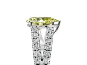 Solitaire Engagement Ring Setting for Fancy Yellow Pear-Shaped Center with Pave Split Shank and Prong Head in White Gold