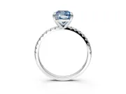 Solitaire Engagement Ring Setting for Fancy Blue Cushion Cut Center with Fine Pave Narrow Band and Prong Head in Sterling Silver