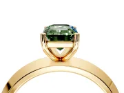 Solitaire Engagement Ring Setting for Fancy Green Emerald Cut Center with Wide Knife Ridge Band and Prong Head in Yellow Gold