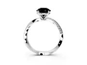 Side Accent Engagement Ring Setting for Fancy Black Round Cut Center with Accent Shoulders and Prong Head in White Gold