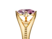 Solitaire Engagement Ring Setting for Fancy Pink Oval Center with Milgrain Cathedral Band and Prong Head in Yellow Gold