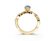 Solitaire Engagement Ring Setting for Fancy Blue Marquise Center with Bar-Station Pave Twist and Prong Head in Yellow Gold