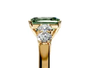 5 Stone Engagement Ring Setting for Fancy Green Emerald Cut Center with Equal Close-Set Accents and Prong Head in Yellow Gold
