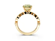 Solitaire Engagement Ring Setting for Fancy Yellow Princess Cut Center with Milgrain Bezel Accents and Prong Head in Yellow Gold