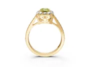 Floral Halo Engagement Ring Setting for Fancy Yellow Emerald Cut Center with Large Halo Accents and Prong Head in Yellow Gold