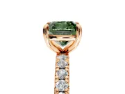 Solitaire Engagement Ring Setting for Fancy Green Cushion Cut Center with Shared-Prong Accents and Prong Head in Rose Gold