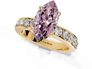 Solitaire Engagement Ring Setting for Fancy Pink Marquise Center with Channel-Set Accents and Prong Head in Yellow Gold