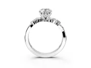 Solitaire Engagement Ring Setting for Oval Center with Marquise Accent Twist Band and Prong Head in Platinum