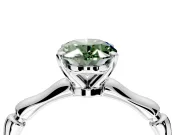 Solitaire Engagement Ring Setting for Fancy Green Oval Center with Bamboo Band and Prong Head in Sterling Silver