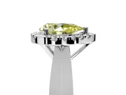 Halo Engagement Ring Setting for Fancy Yellow Pear-Shaped Center with Square Band and Prong Head in Sterling Silver