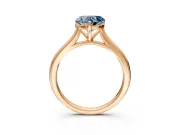 Solitaire Engagement Ring Setting for Fancy Blue Heart-Shaped Center with Narrow Cathedral Band and Prong Head in Rose Gold