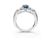 Cluster Engagement Ring Setting for Fancy Blue Radiant Cut Center with Round Cut Accent Frame and Prong Head in Platinum