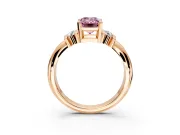 Solitaire Engagement Ring Setting for Fancy Pink Emerald Cut Center with Grooved Bar Accent Band and Prong Head in Rose Gold