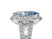 Halo Engagement Ring Setting for Fancy Blue Marquise Center with Two-Strand Split Shank and Prong Head in Sterling Silver