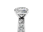 Solitaire Engagement Ring Setting for Princess Cut Center with Channel-Set Accents and Prong Head in Platinum