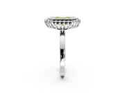 Halo Engagement Ring Setting for Fancy Yellow Emerald Cut Center with Milgrain Bezel Rim, Plain Band and Prong Head in Platinum