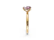 Hidden Halo Engagement Ring Setting for Fancy Pink Heart-Shaped Center with Thin Round-Wire Band and Prong Head in Yellow Gold