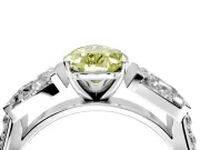 Channel-Set Engagement Ring Setting for Fancy Yellow Pear-Shaped Center with Baguette Band and Prong Head in Sterling Silver