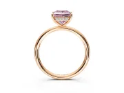 Solitaire Engagement Ring Setting for Fancy Pink Princess Cut Center with Plain Band, Open Basket and Prong Head in Rose Gold