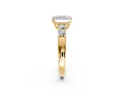 5 Stone Engagement Ring Setting for Radiant Cut Center with Plain Band and Prong Head in Yellow Gold