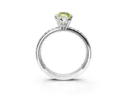 Solitaire Engagement Ring Setting for Fancy Yellow Marquise Center with Milgrain X Pattern Band and Prong Head in White Gold
