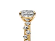 Cluster Engagement Ring Setting for Cushion Cut Center with Round Cut Accent Band and Prong Head in Yellow Gold
