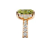 Solitaire Engagement Ring Setting for Fancy Yellow Emerald Cut Center with Fine Pave Band and Prong Head in Rose Gold